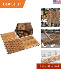 9PCS  Acacia Wood Interlocking Decking Tiles - Waterproof & Stylish Decor