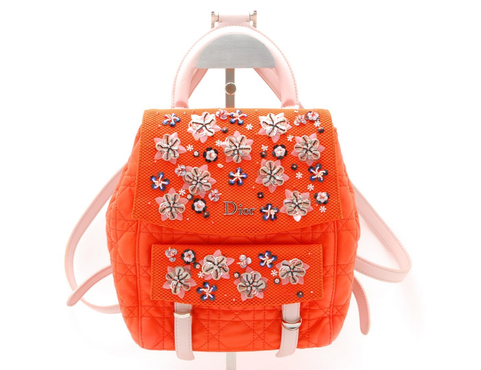 *Rare* Christian Dior Stardust Backpack Bag Quilted Leather  Orange