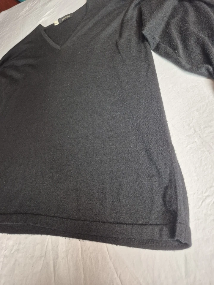 Eskandar 0 Cashmere V-Neck Sweater Gray Black Oversized Minimalist - Image 4 of 4