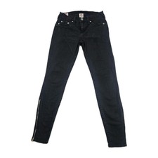 Vintage True Religion Made In USA Womens 28 Black Denim Skinny Jeans Ankle Zip