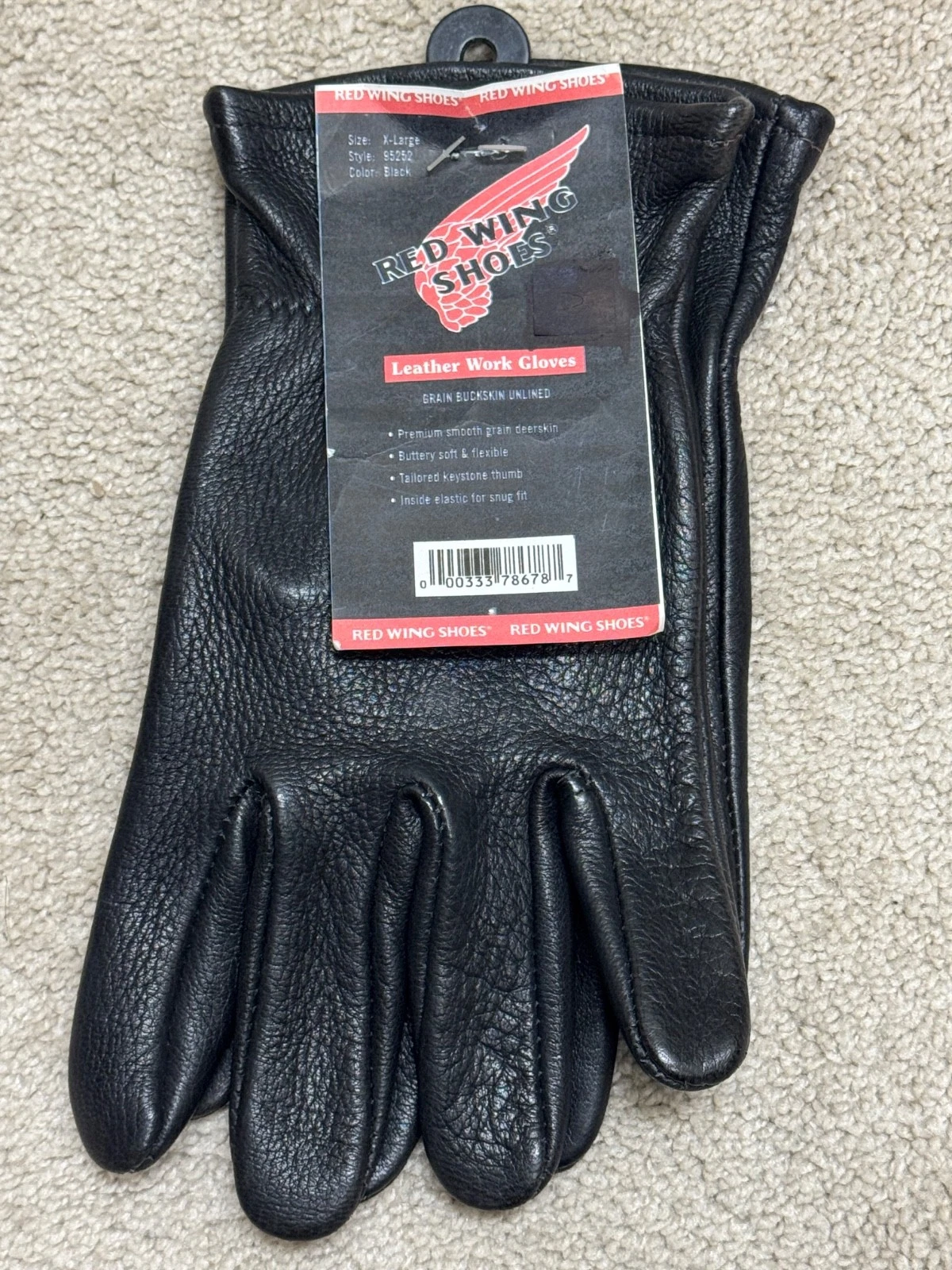 RED WING HERITAGE UNLINED GLOVES BLACK BUCKSKIN Size XL 95252 DEERSKIN