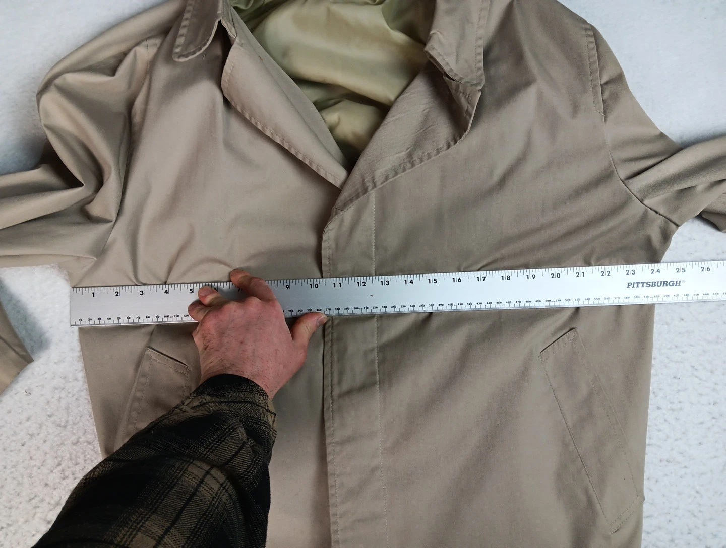 VTG Raleigh's Washington Mens Beige Trench Coat Size 44R Tan Overcoat image 7