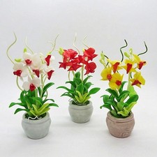 4"H Handmade Miniature Artificial Clay Dendrobium Orchid Arranged | US Shipping