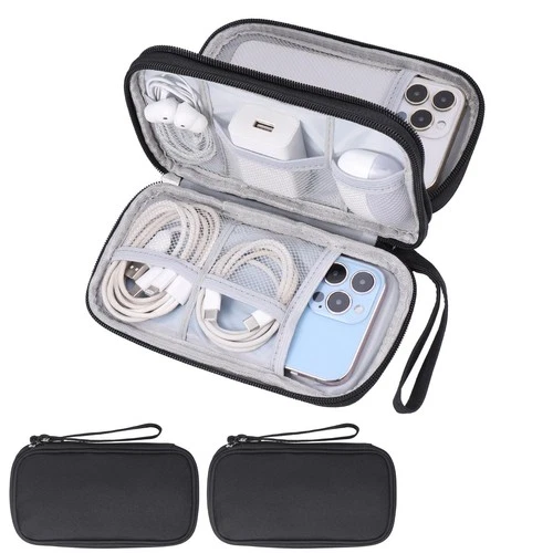 Portable Travel Electronics Organiser Bag Waterproof Double Layer for Cables 2pc
