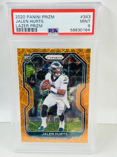 2020 Panini Prizm Jalen Hurts RC Orange Laser #343 PSA 9