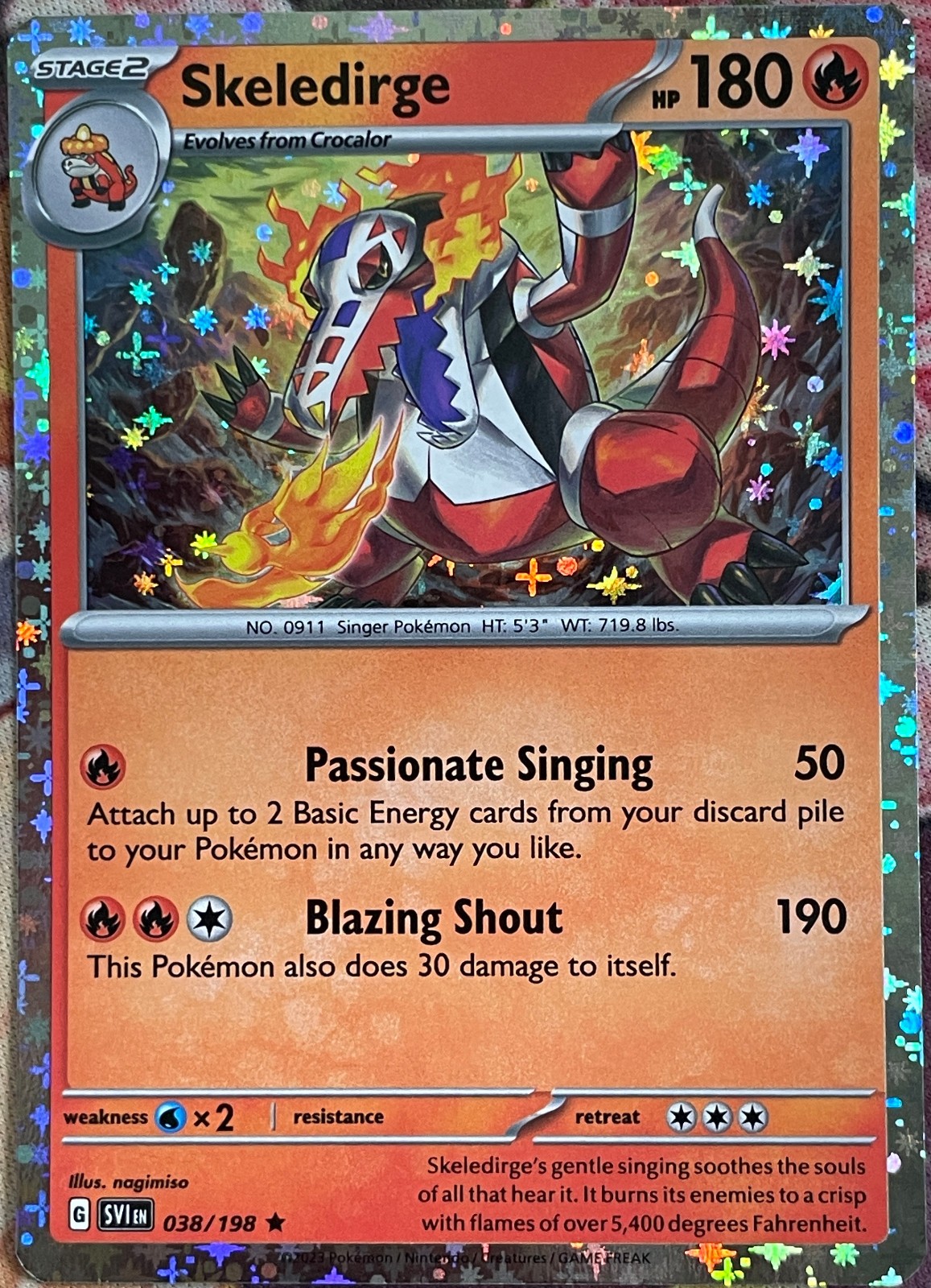 Skeledirge Sparkle Holo Rare - 038/198 - Scarlet & Violet Base Pokemon 2023