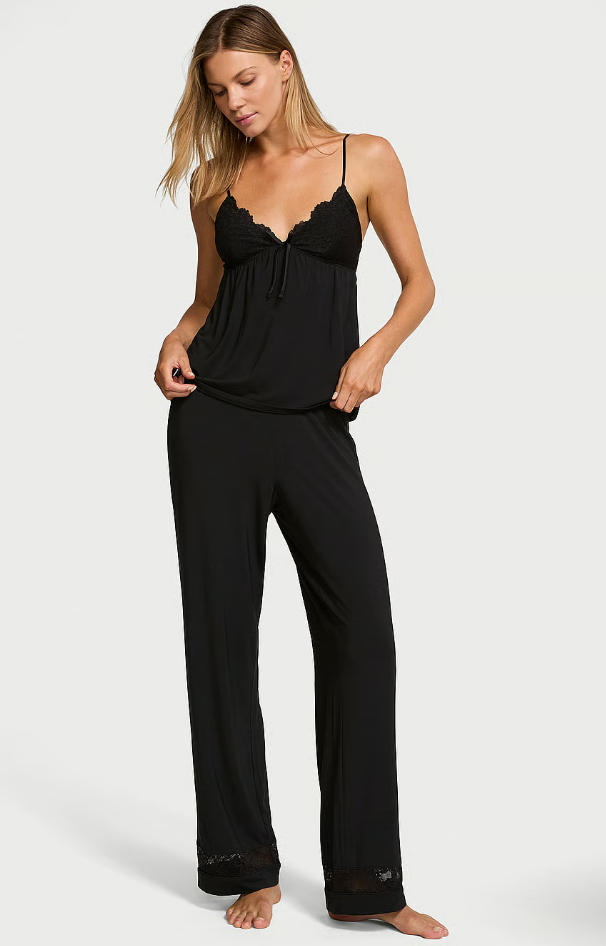 VS SoSoft Modal Lace-Trim Cami & Pants Set Black NWT