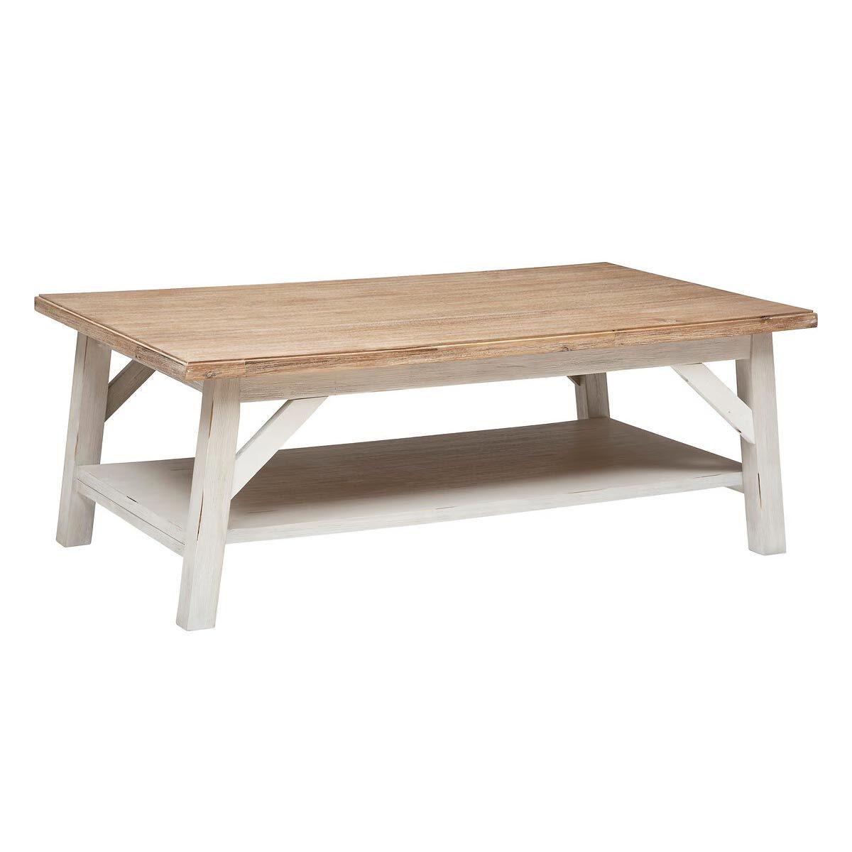 Table basse en bois blanc Olbia 120cm pour salon scandinave
