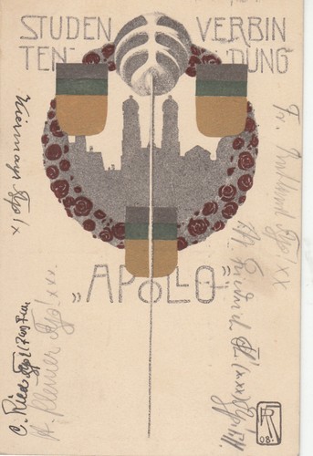 AK  Studentenverbindung Apollo München gelaufen 1912 - Bild 1 von 2