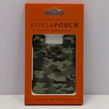 Koala Pouch Dark Green Camo Adhesive Mobile Wallet Phone Card Holder Stocking