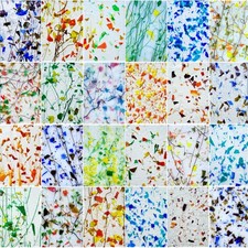 24 Sheets Floral Patterned Stained Glass Sheet Variety Pack, 4 X 6 inch Cathe...