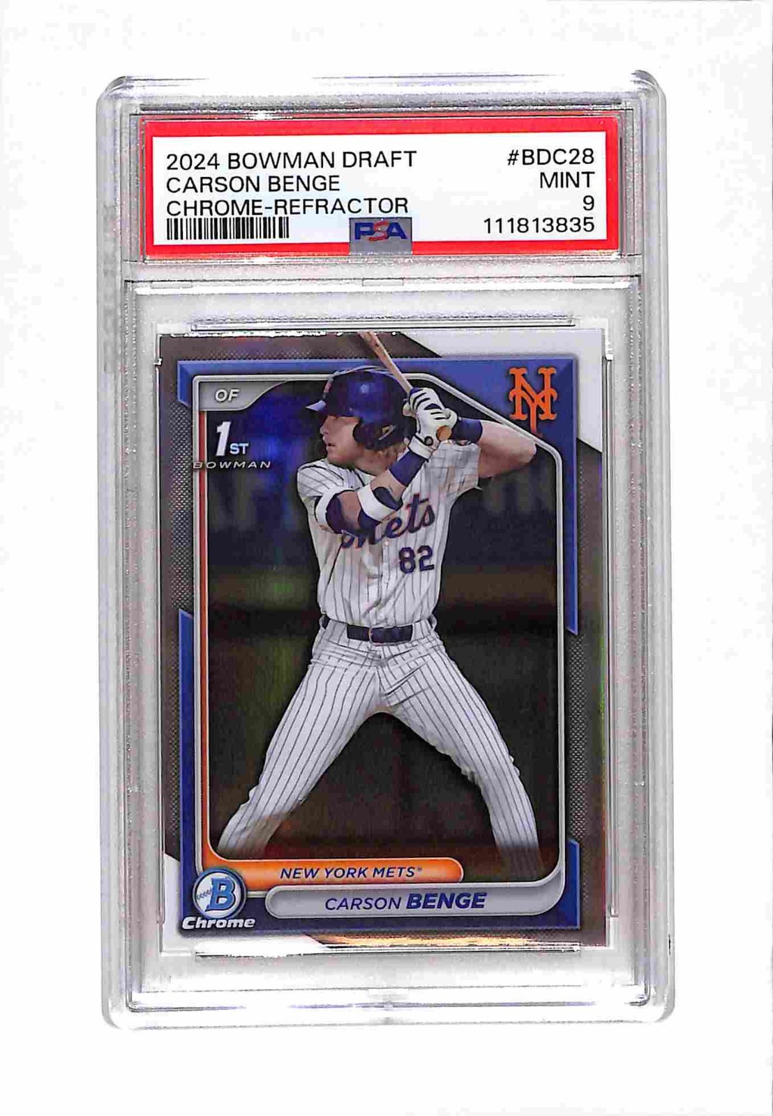 2024 Bowman Draft - Chrome Carson Benge #BDC-28 Refractor (RC) PSA 9 MINT Mets