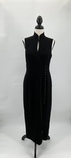 Tahari Elegant Black Sleeveless Keyhole Maxi Dress with Front Slit Black Size 8