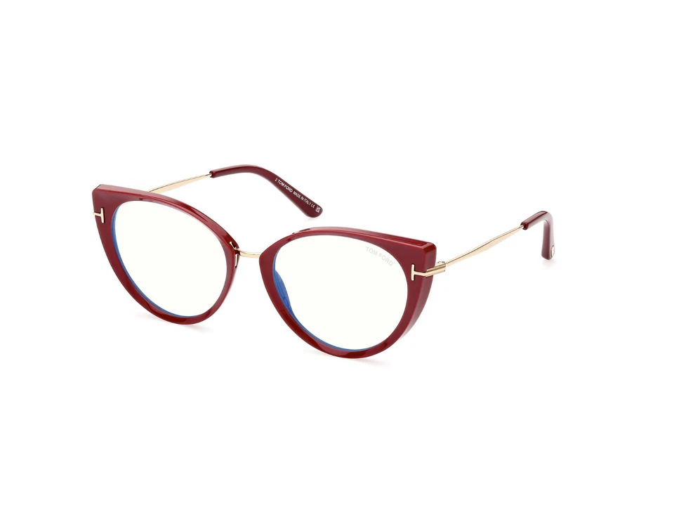 Óculos Tom Ford TF5815-B 074 vermelho gato armação de plástico 54-18-140 - Imagem 4 de 4
