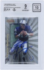 Peyton Manning Colts Signed 1998 Bowman's Best #112 Beckett 9/10 Rookie Card. rookie card picture