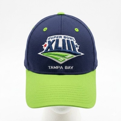 Super Bowl XLIII Tampa Bay Hat Reebok 2009 NFL Navy Lime Green Adjustable Cap