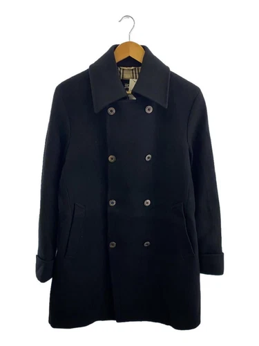 Cappotto Burberry Black Label Nova a quadri P dietro bottone argento doppio L lana nero 