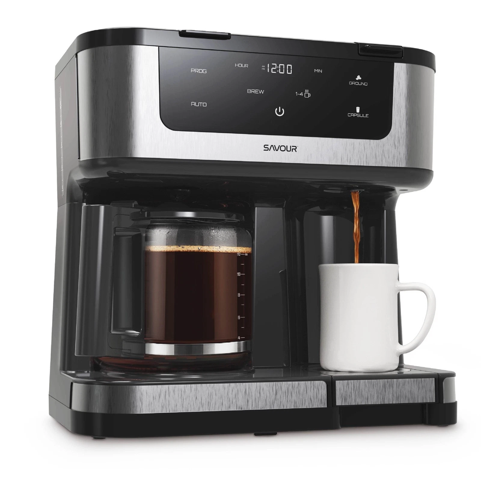 Dual Coffee Maker 12 Cup Programmable Pot Single Serve Machine Combo 2 Way Brew