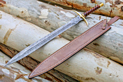 Hand Forged Damascus Viking Sword | Medieval Collectible | Custom Gift w/ Sheath