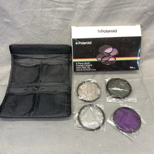 Polaroid 4 Piece Close Up Camera Lens Filter Kit 4 Slot Carrying Case 58mm Black