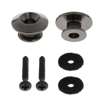 2 Stück Black Strap Button mit Befestigungsschraube für Gitarre