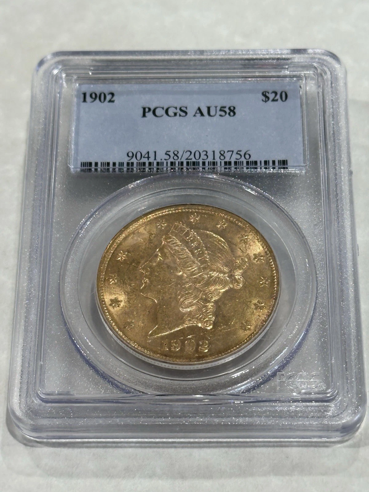 1902 $20 PCGS AU58 Liberty Double Eagle Gold Coin lustrous great appeal low pop