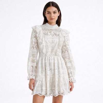 Sea New York Patrizia Lace Mini Dress Medium Fairy Boho Cottage Open Back White