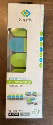 Sagely Smart Weekly Pill Organizer Pill Box 7 Removable AM PM Pods BPA Free NIP