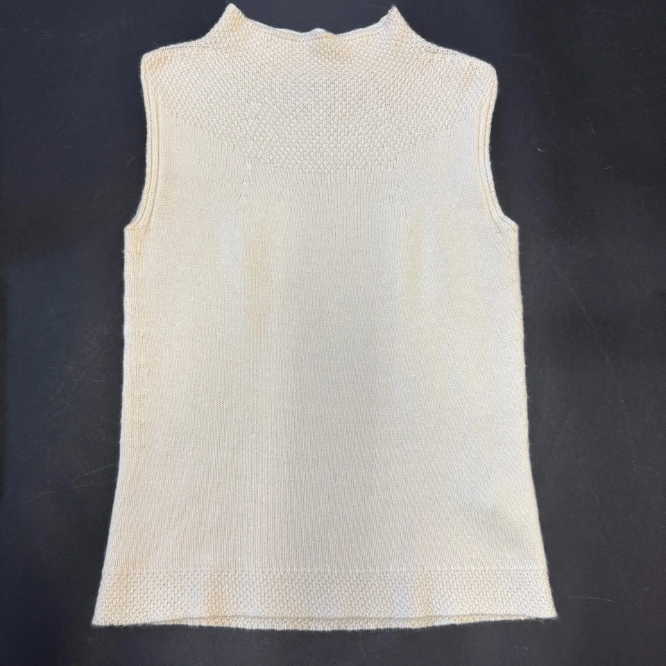 Suéter Top Armani Collezioni Crema Cachemira Sin Mangas Talla 6 M Foto 2 de 4