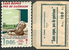 ERINNOPHILIE / TIMBRE VIGNETTE 100 Francs SANS REPOS PAS GUERISON 1950 