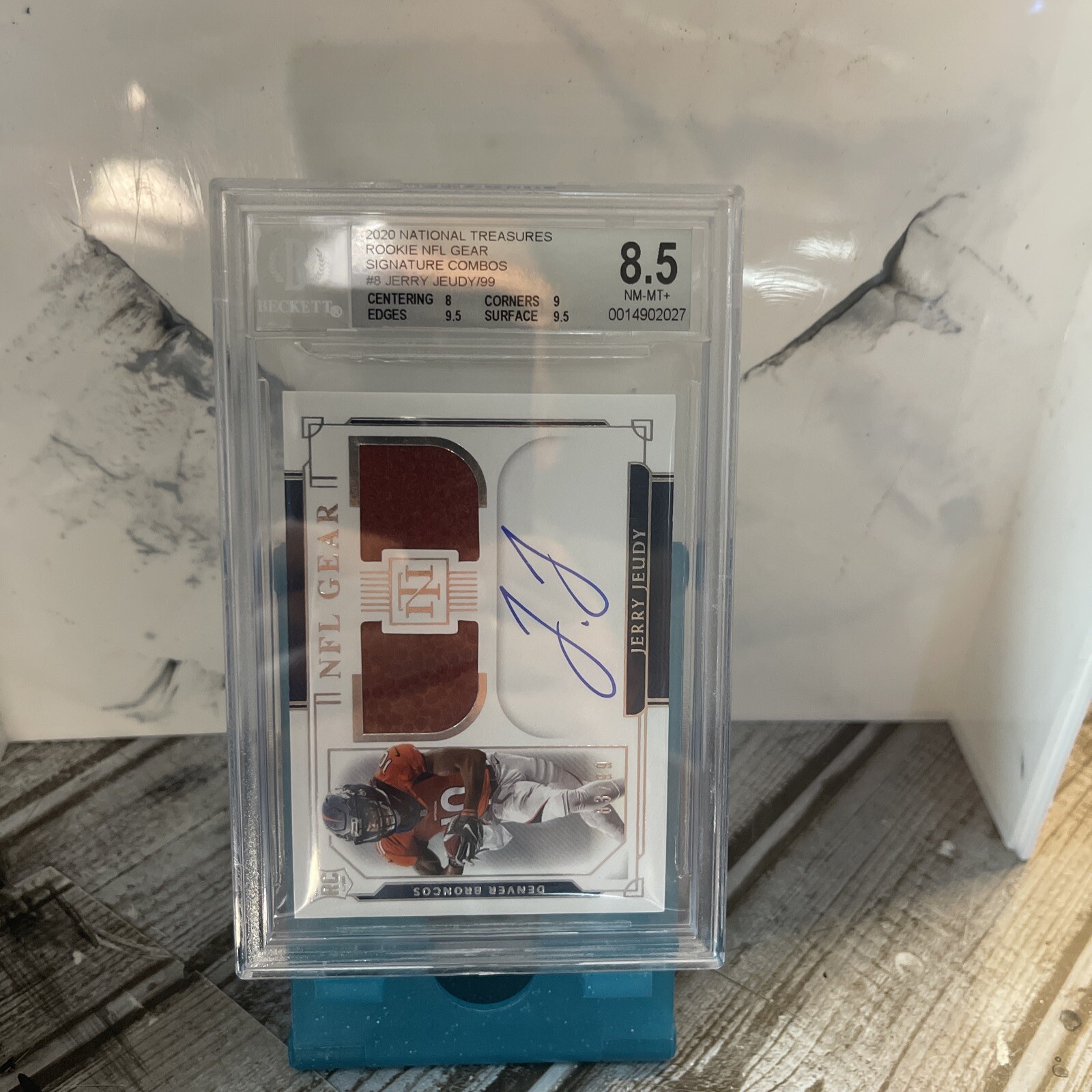 2020 National Treasures Jerry Jeudy NFL Gear Signature Gear Rookie Auto #83/99