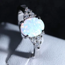 Fire Opal Ring in 925  Sterling Silver Gemstone Jewelry Ring Size 6 7 8 9
