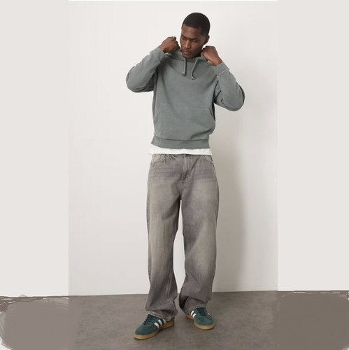 ASOS DESIGN Washed Green Relaxed Fit Cotton Hoodie Sz 5XL