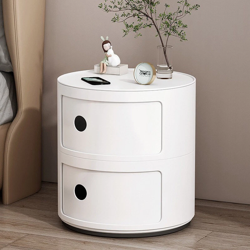 Circular bedside table with clearance drawer