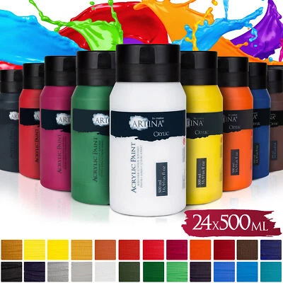 Acrylfarben Set 24x 500ml Farben Acrylfarbe Acryl Künstler Malfarbe Malfarben