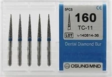 Dental Diamond Burs, Standard Grit Multi-Use, 5 Pcs/Pk [160TC-11]
