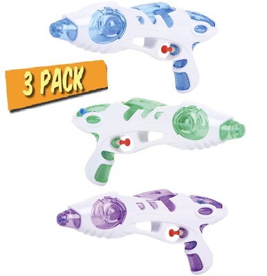3-Pack Galactic Water Squirt 8.5  Guns (Green, Purple and Blue) Blasters Great f