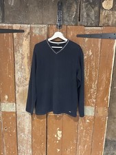 Next V-Neck Jumper Cotton Navy Blue Men's Size Medium Pullover