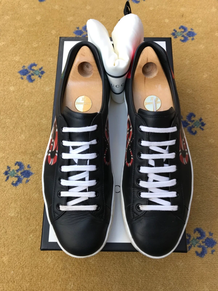 Erhvervelse uddybe Forberedende navn Gucci Trainers Sneaker Ace Shoes Kingsnake Black Leather UK 9 US 10 EU 43  Mens | eBay