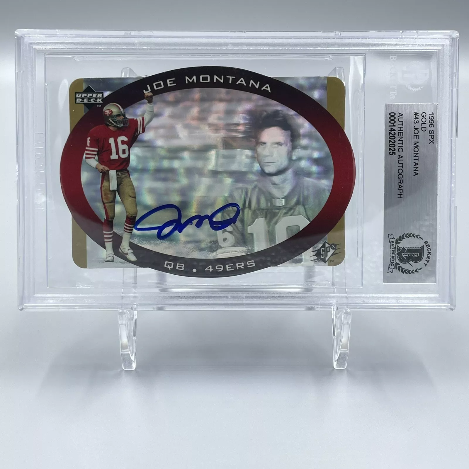 Joe Montana Signed 1996 UD SPX Gold #43 Card Beckett BAS 49ers