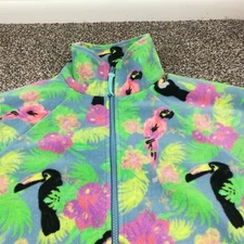 Chubbies Jacket Fleece Tropical Toucan Bird Print Full Zip Mens Medium