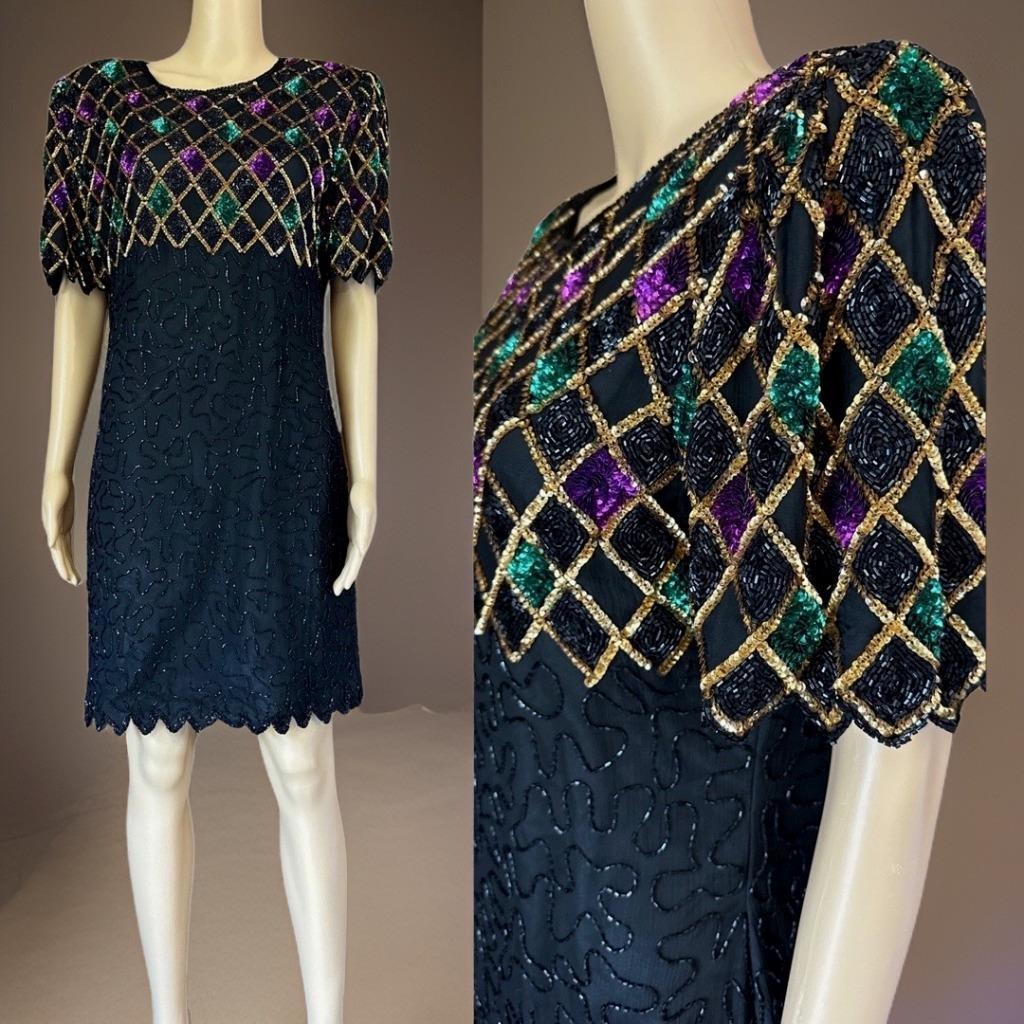 purple green and gold sequin dress Gameday Girl Sequin Dress Medium / Purple/Gold main image 0