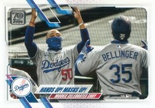 Mookie Betts & Cody Bellinger Hands Up! Masks Up! 2021 Topps Card #303 Dodgers