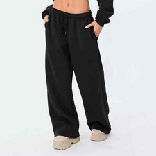 Women  s Fleece Lined Sweatpants Wide Straight Leg Pants Bottom Sweatpants