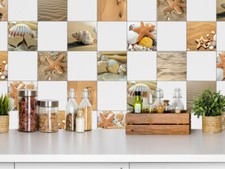 Fliesenaufkleber Bad Sand Strand Fliesen zum Aufkleben Badezimmer Klebefliesen