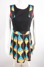 Staring At Stars Anthropologie Women's Sheath Dress Sz 4 Ikat Aztec Black Blue