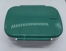 Takenaka Bento Bite Dual Japanese Style Bento Lunch Box, Sea Blue And White