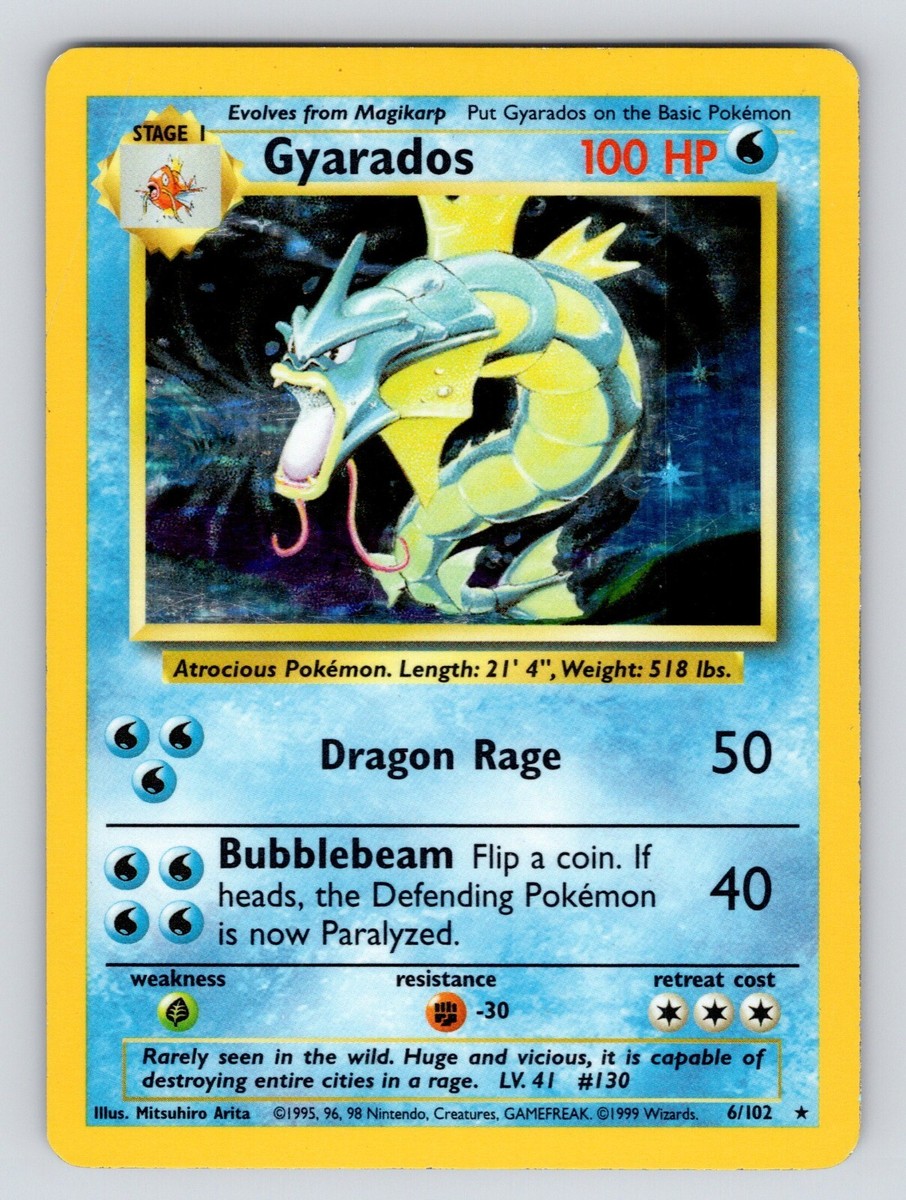 Gyarados 6/102 Base Set Unlimited Holo Rare Pokemon Card WOTC MP