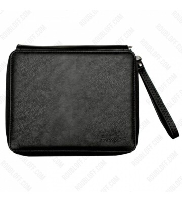 Ju.Bilej Roubloff Nail Art Pinsel Etui 3 Abschnitte Schwarz Öko Leder Make-up NEU