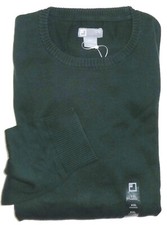 Mens Sweater 100  Cotton Crewneck Knit Long Sleeve Dark Green Size 2XL